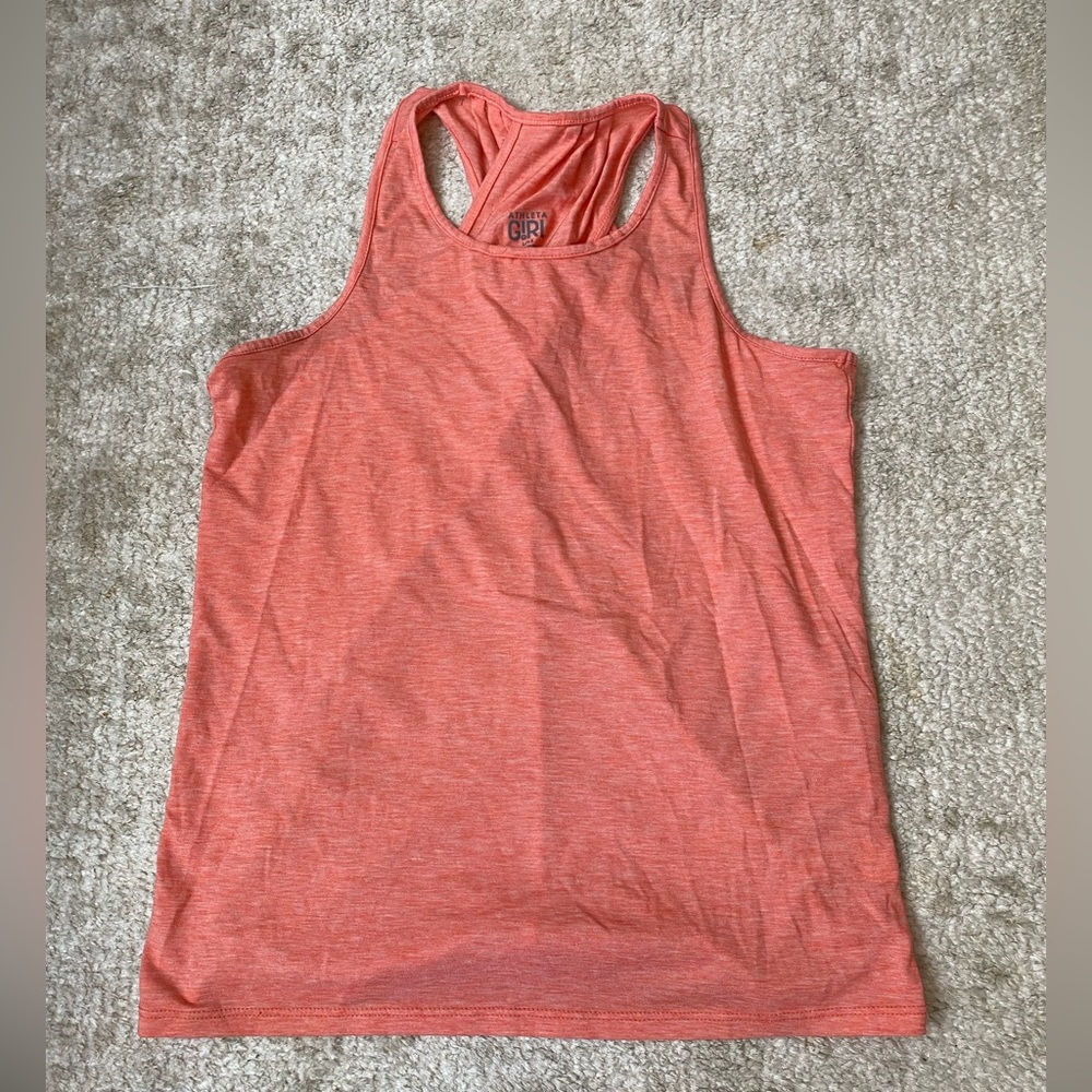 Athleta girls orange workout flowy tank top, size large
